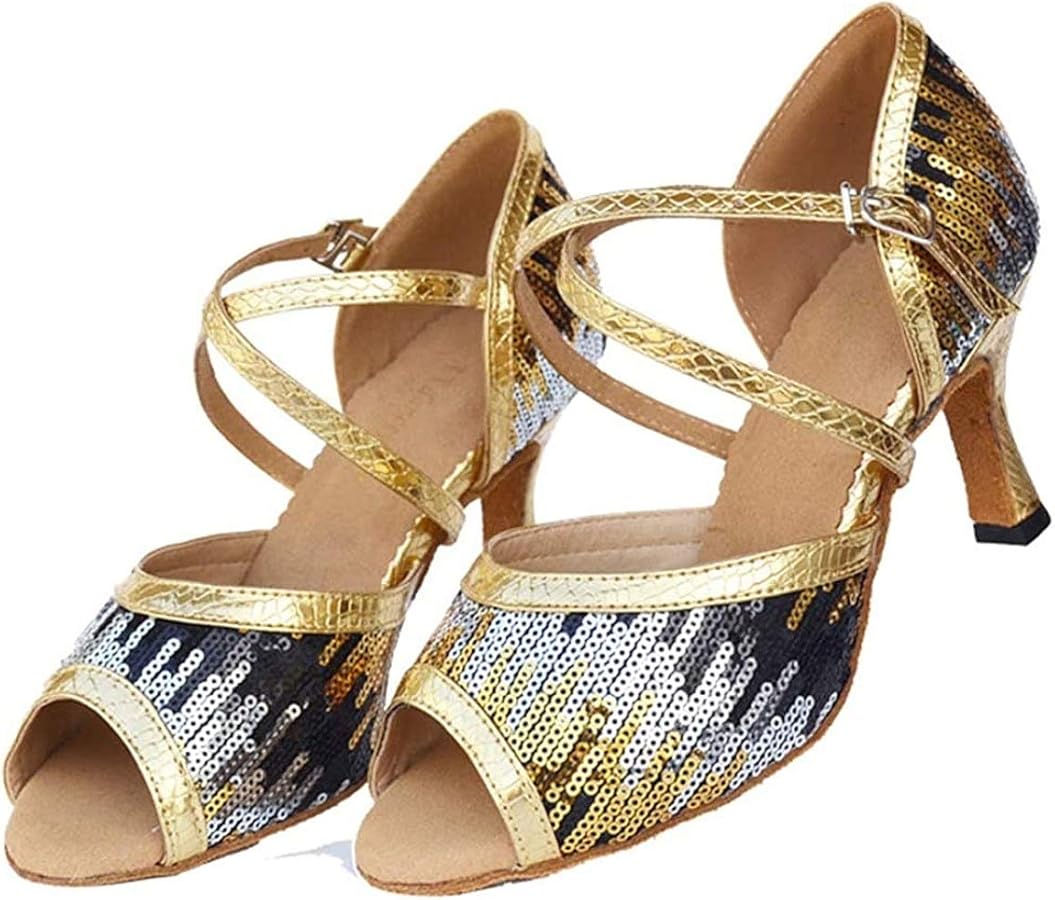 Amazon | [GRATTY] 社交ダンス ラテンシューズ ゴールド 女性用